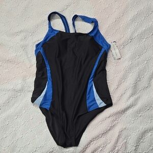 3/$10 Chic Black and Blue One-Piece Swimsuit